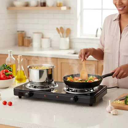 Cuisinier Électrique Double Plaque Portable – Cuisine Rapide Sans Gaz